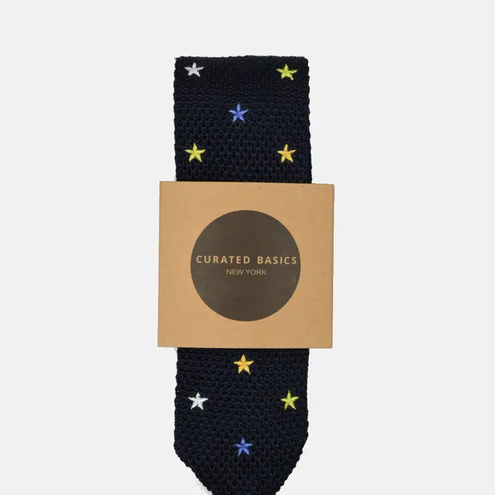 Navy Knitted Star Tie