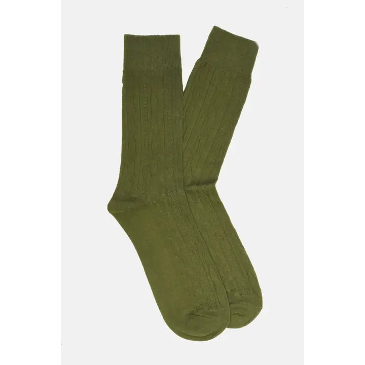 Olive Cable Knit Socks