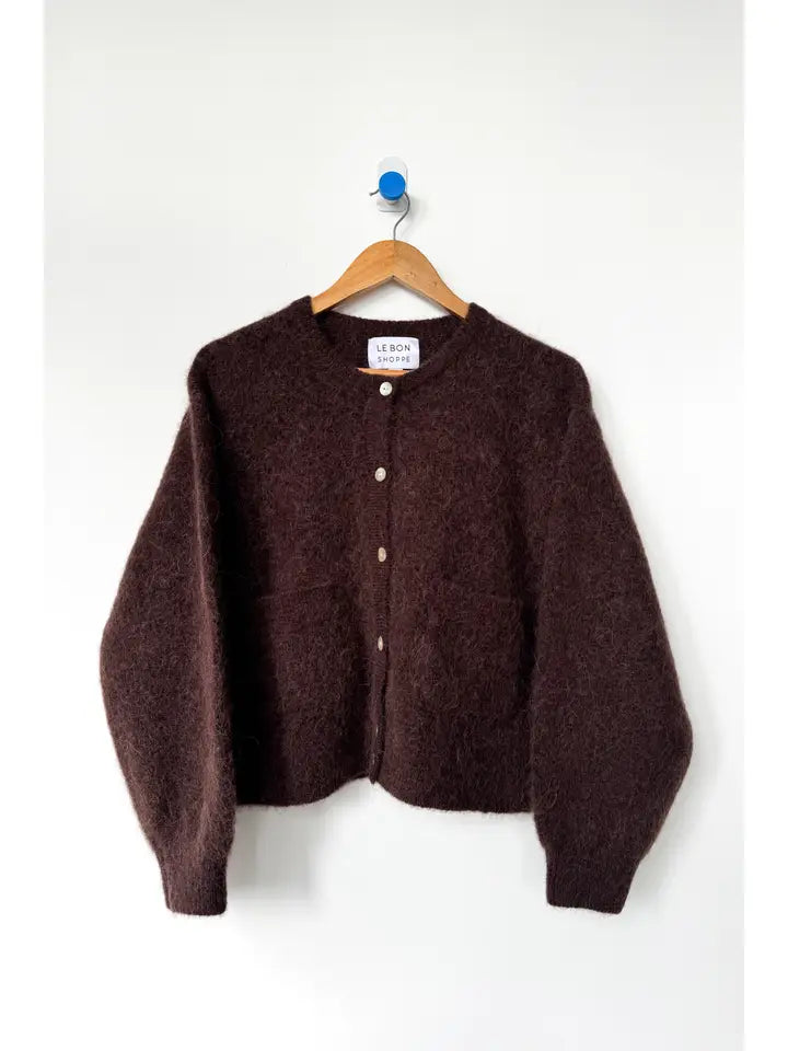 Amelie Alpaca Cardigan in Chocolate