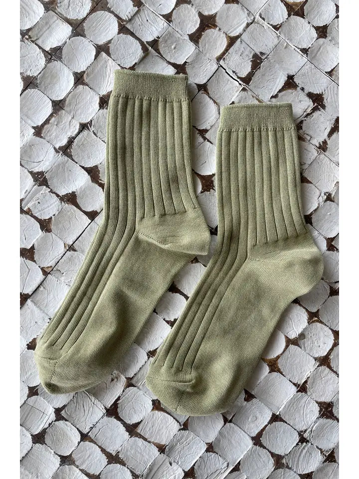 Her Socks Mercerized Cotton Rib in Avocado