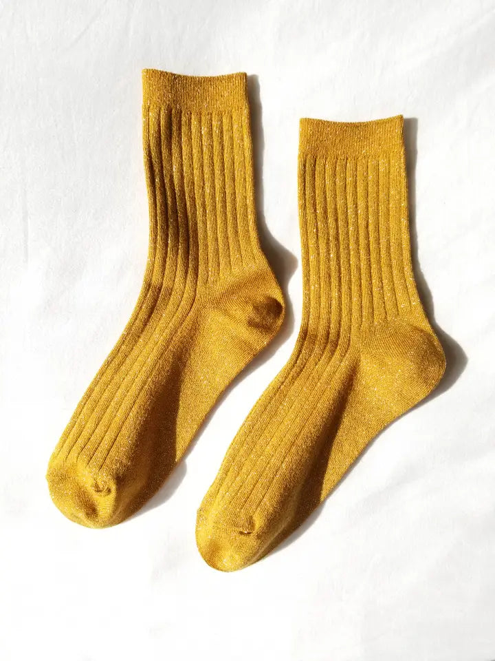 Her Socks Modal Lurex in Mustard
