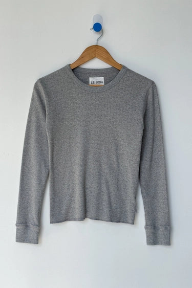Pointelle Fundamental Tee in Melange Grey