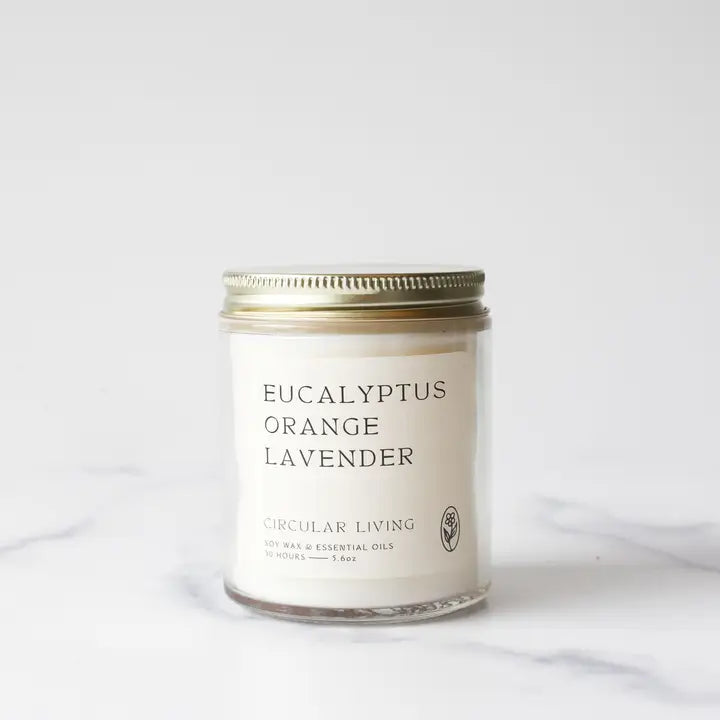 Soy Wax Candle - Eucalyptus, Orange & Lavender