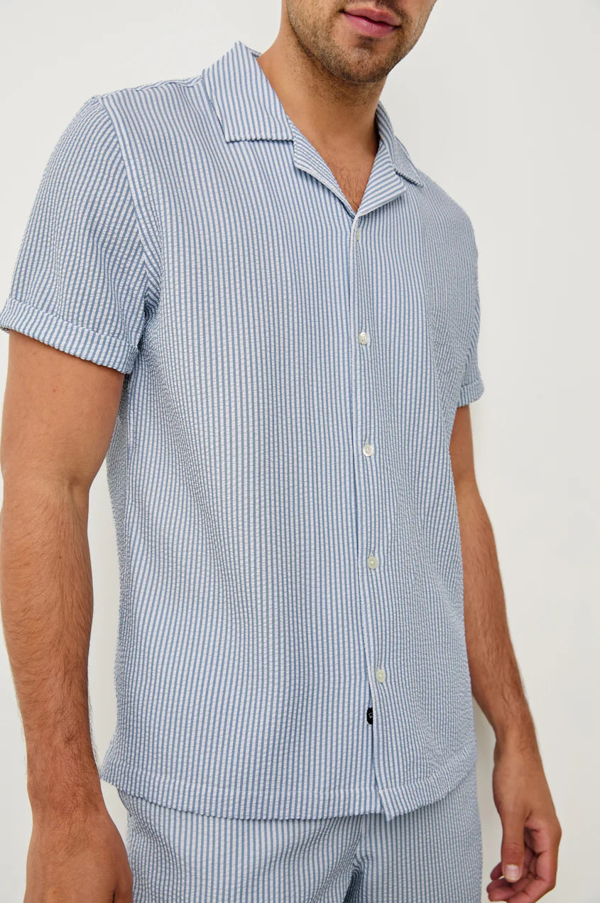 Amalfi Shirt in Blue White Seersucker