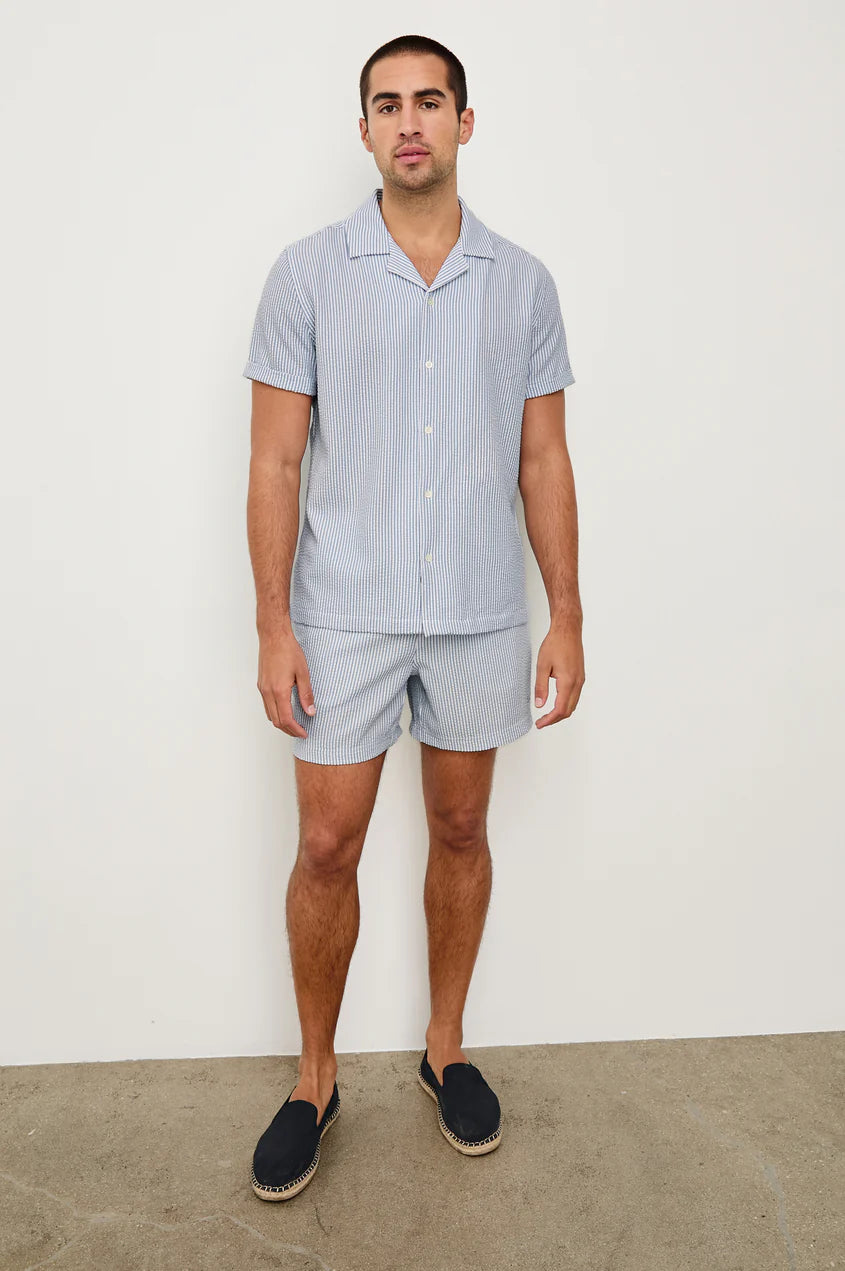 Amalfi Shirt in Blue White Seersucker
