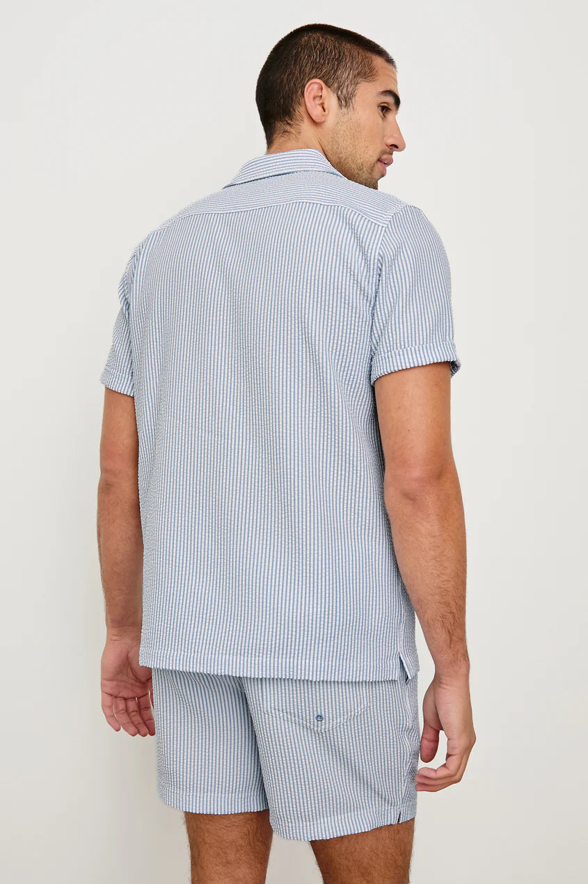 Amalfi Shirt in Blue White Seersucker