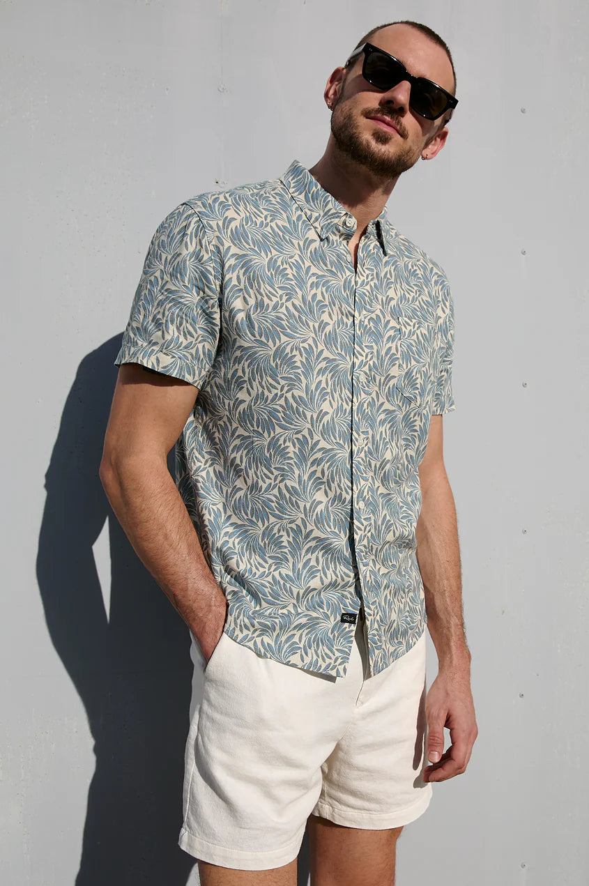 Carson Shirt in Ecru Banana Leaf