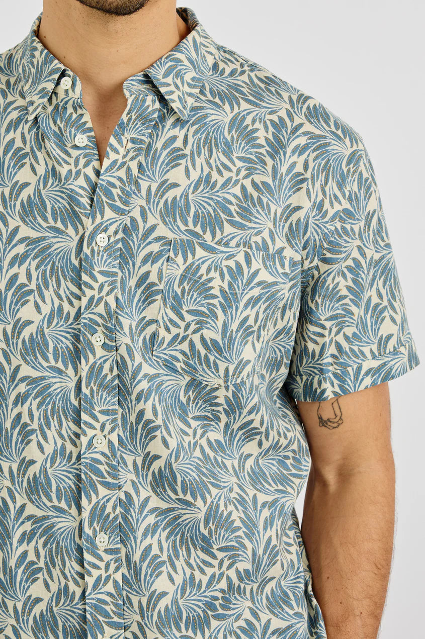 Carson Shirt in Ecru Banana Leaf