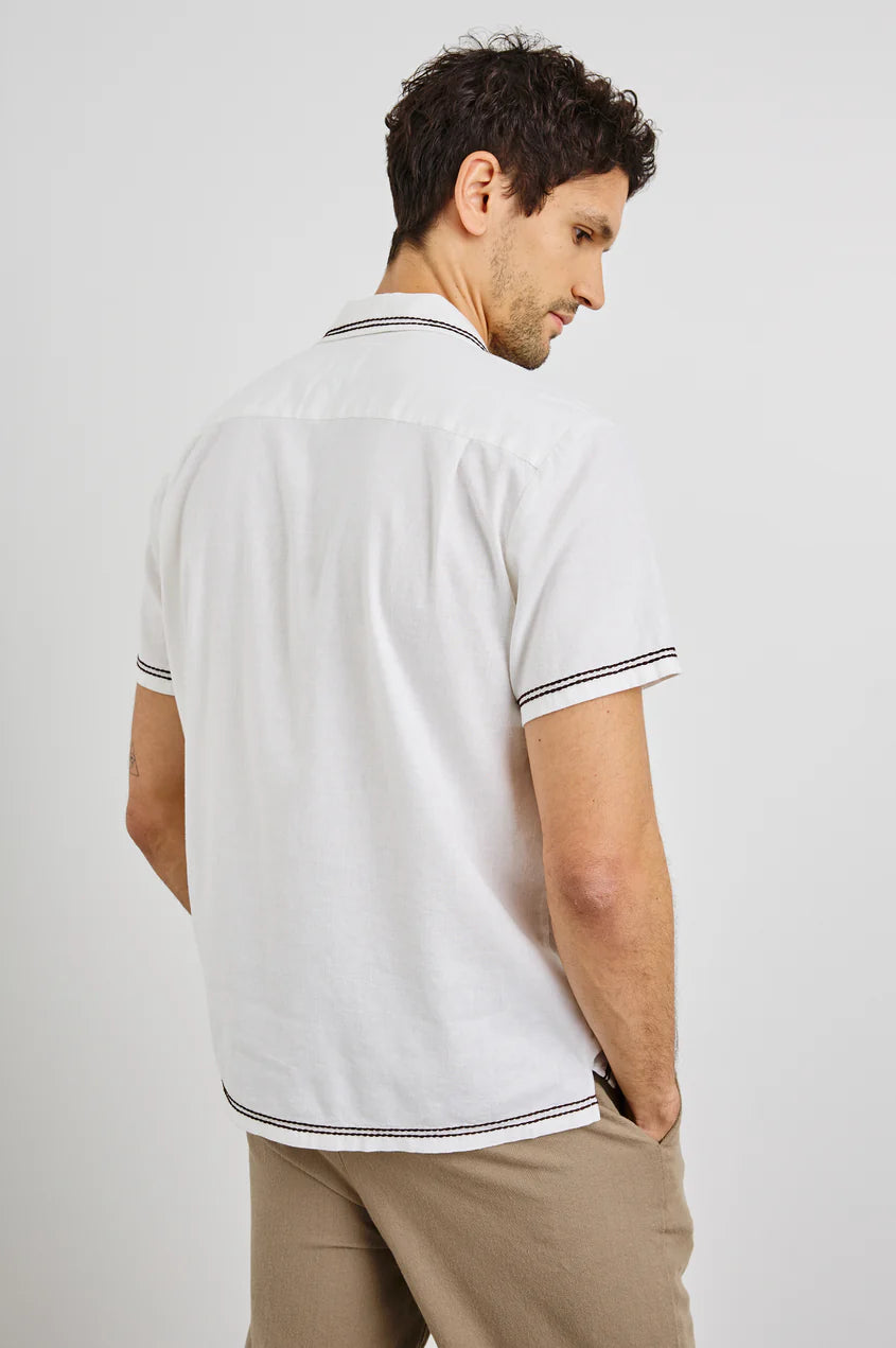 Gibson Shirt in White Brown Palm