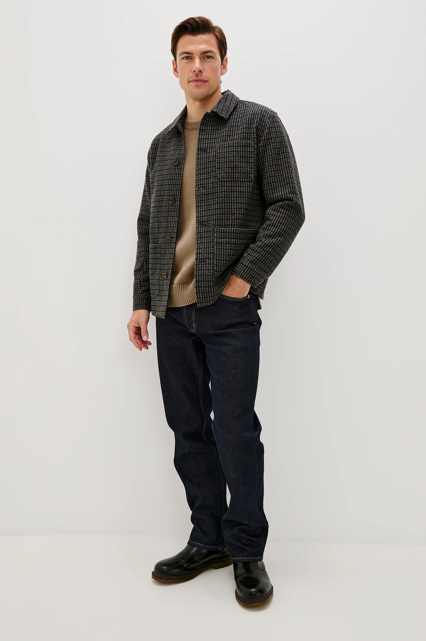 Pascal Jacket in Grey Check Plaid