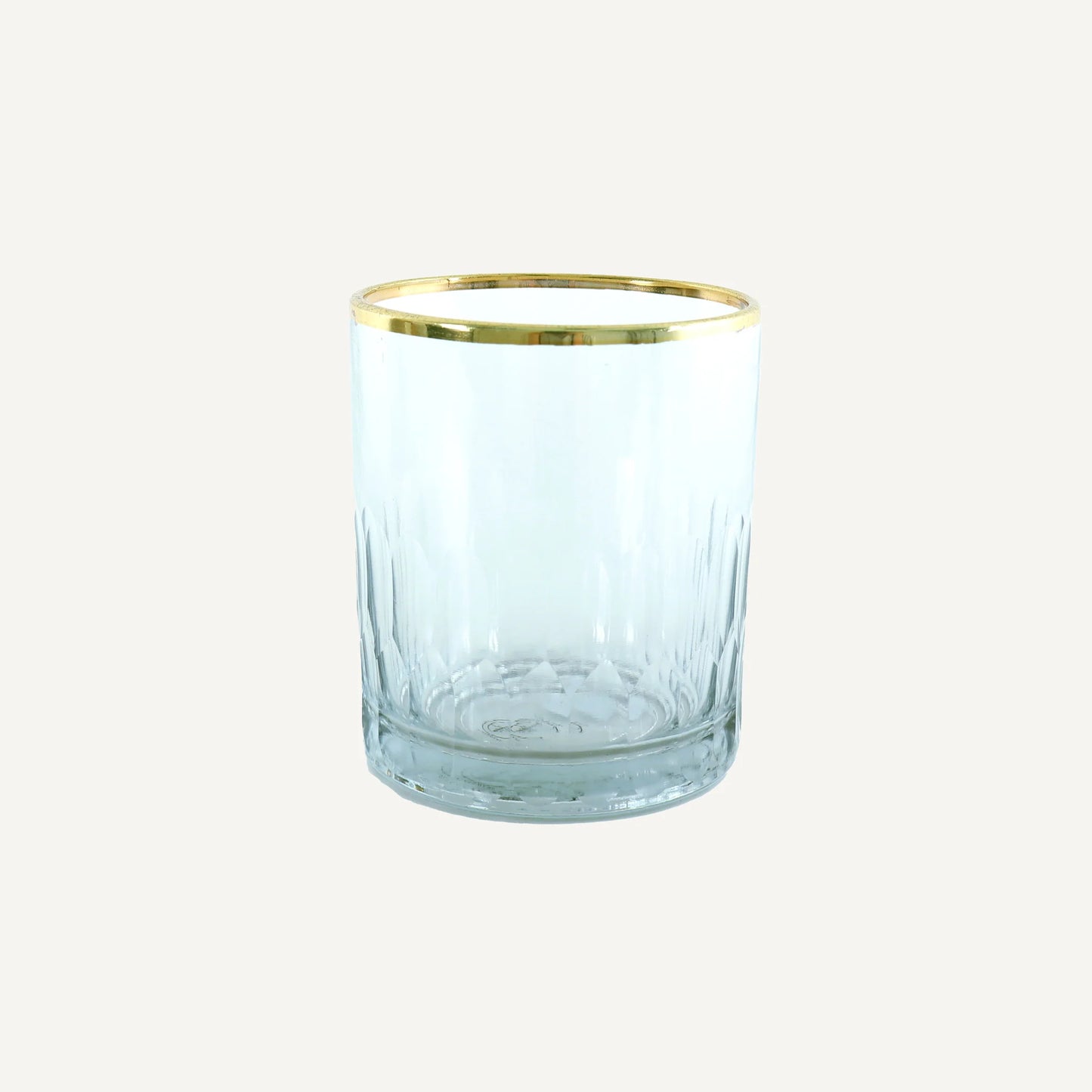 Etched Glass High Ball with Gold Rim