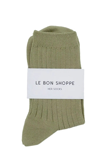 Her Socks Mercerized Cotton Rib in Avocado