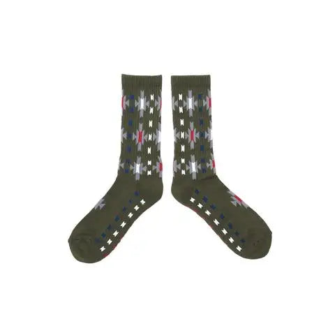 Sun Burst Socks in Olive