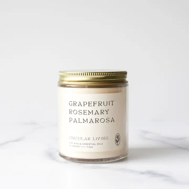 Soy Wax Candle - Grapefruit, Rosemary & Palmarosa