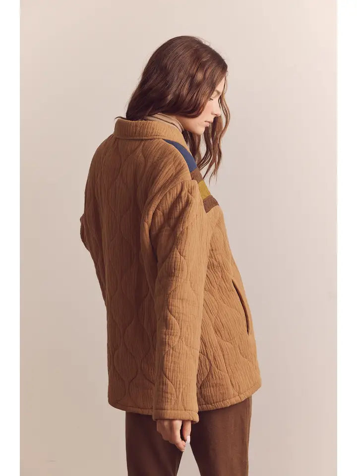 Color Block Cotton Bomber Jacket