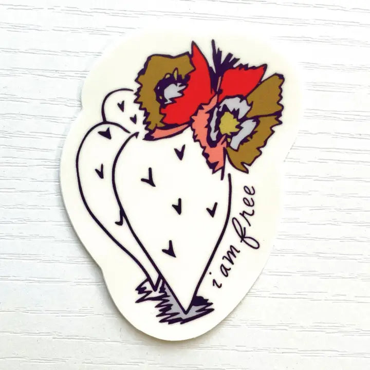 'I Am Free' Cactus Sticker