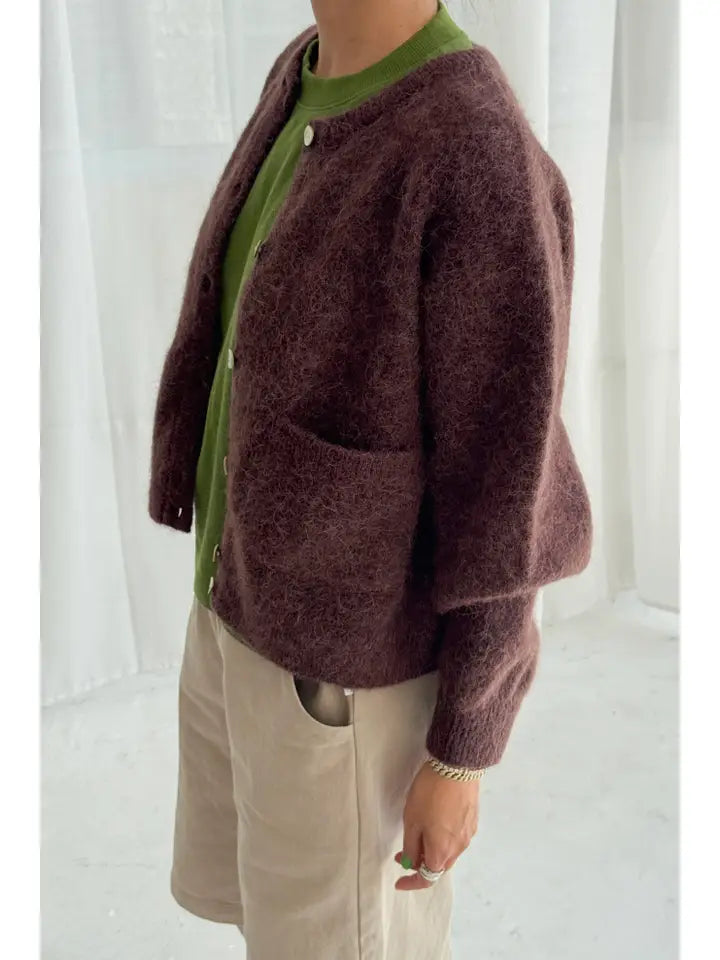 Amelie Alpaca Cardigan in Chocolate