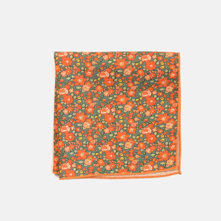 Orange Floral Pocket Square