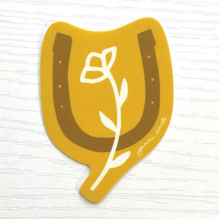 Horseshoe + Flower Gold Sticker