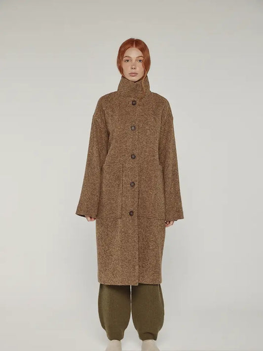 Wool High-Neck Maxi Coat