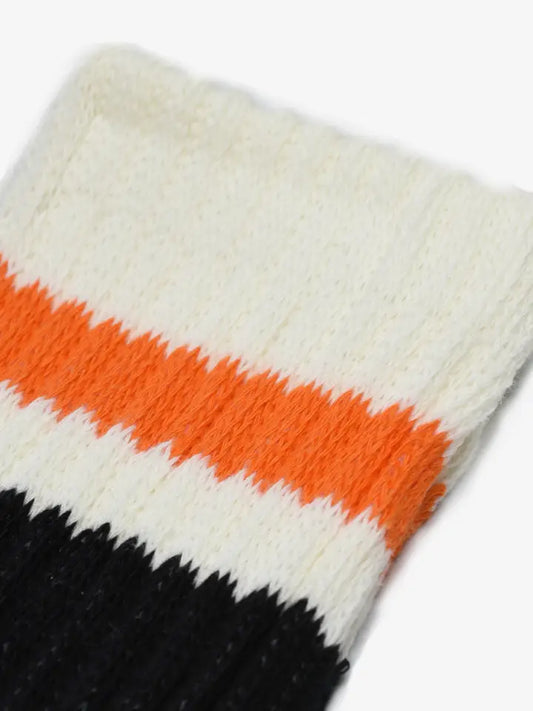 Ribbed Old School Crew Socks in Navy/Orange