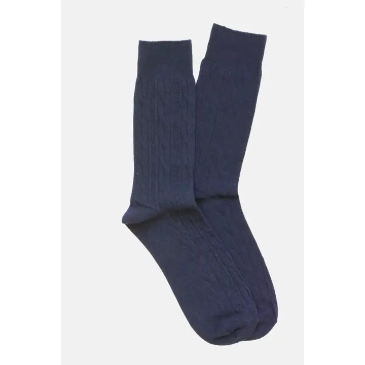 Navy Cable Knit Socks