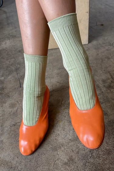 Her Socks Mercerized Cotton Rib in Avocado