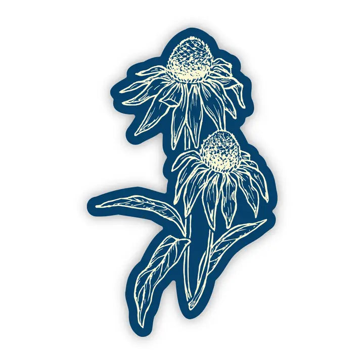 Cyanotype Coneflower Sticker