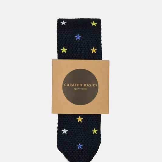 Navy Knitted Star Tie