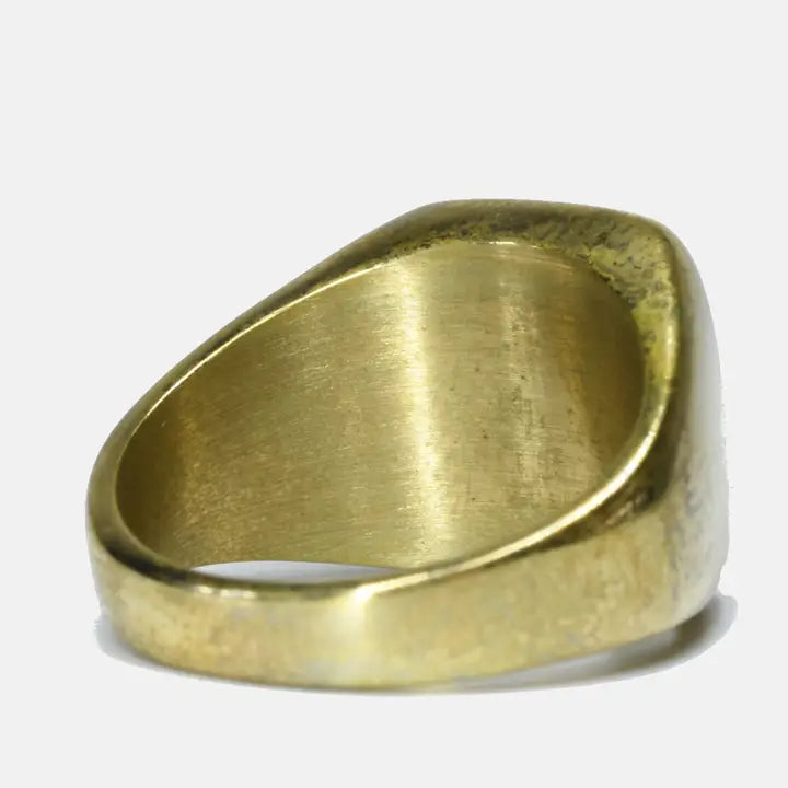 Brass Square Striped Ring