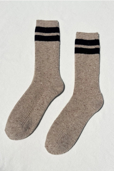 Snow Varsity Socks in Beige/Black