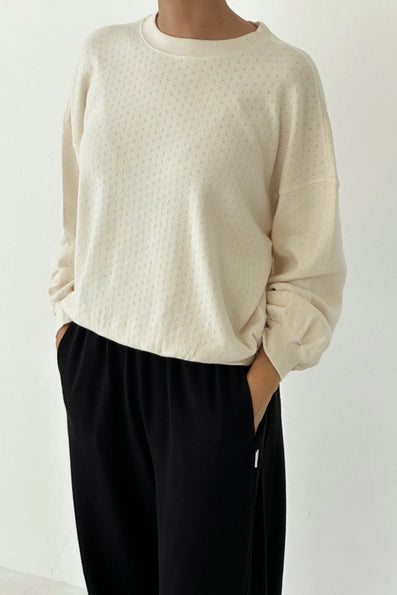 Pointelle Core Sweatshirt in Natural