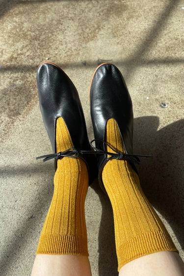 Her Socks Modal Lurex in Mustard