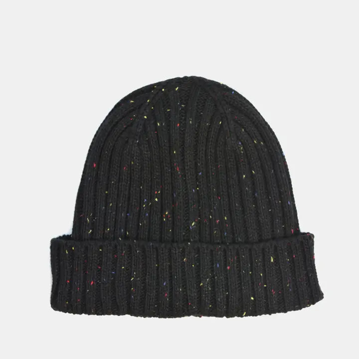 Donegal Wool Beanie in Black
