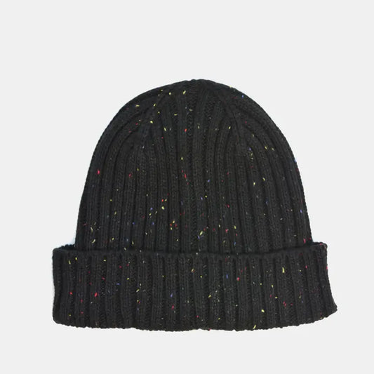 Donegal Wool Beanie in Black