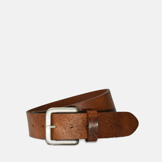 Cognac Leather with Silver Buckle Belt