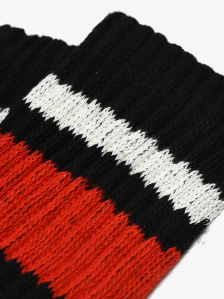 Ribbed Old School Crew Socks in Burgundy/Grey