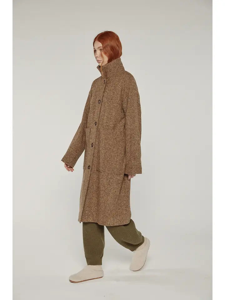 Wool High-Neck Maxi Coat