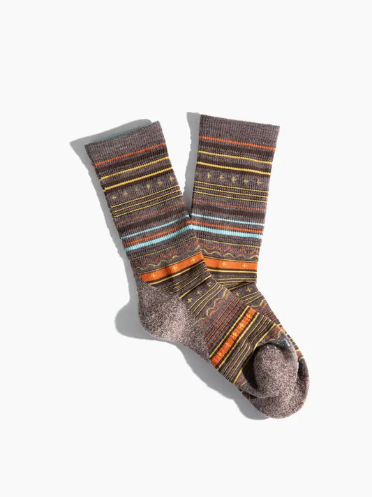 The Merino Wool Modern Fair Isle Crew Sock in Heather Brown
