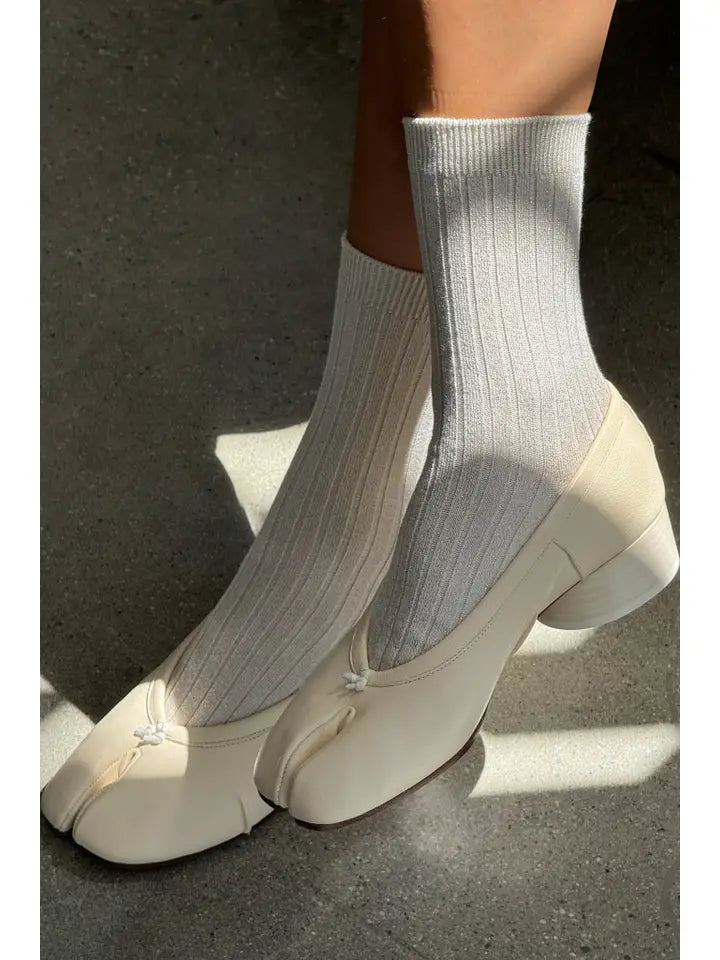 Her Socks Modal Lurex in Ivory Gold