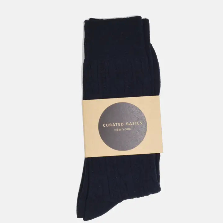 Navy Cable Knit Socks