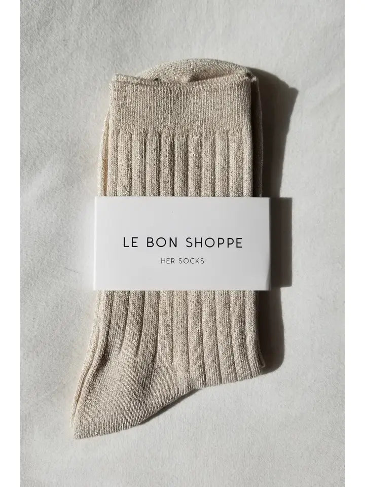 Her Socks Modal Lurex in Ivory Gold