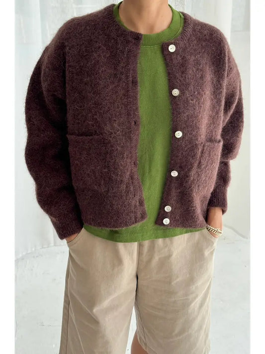 Amelie Alpaca Cardigan in Chocolate