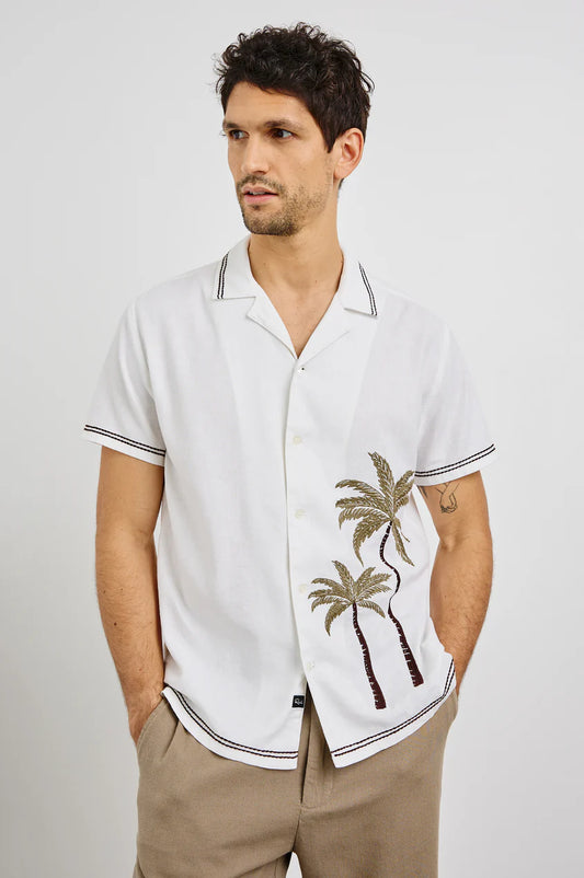 Gibson Shirt in White Brown Palm