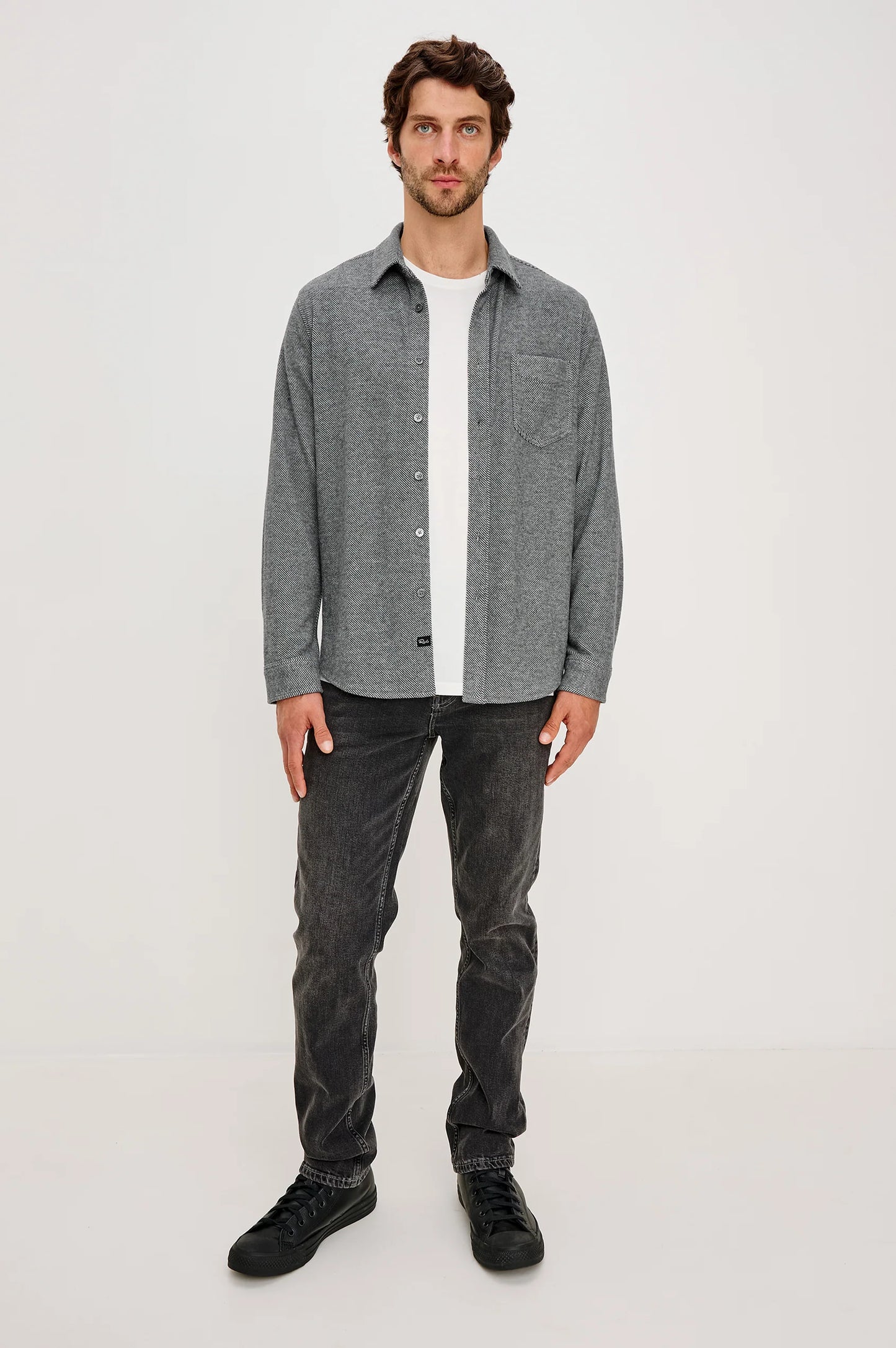Hawke Shirt in Charcoal Twill