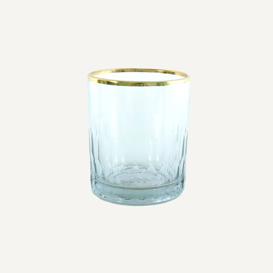 Etched Glass High Ball with Gold Rim