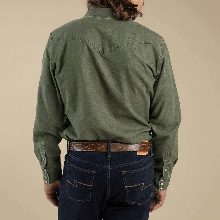 The Wyatt Pearl Snap Shirt in Faded Olive