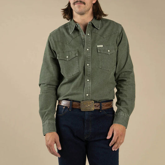 The Wyatt Pearl Snap Shirt in Faded Olive