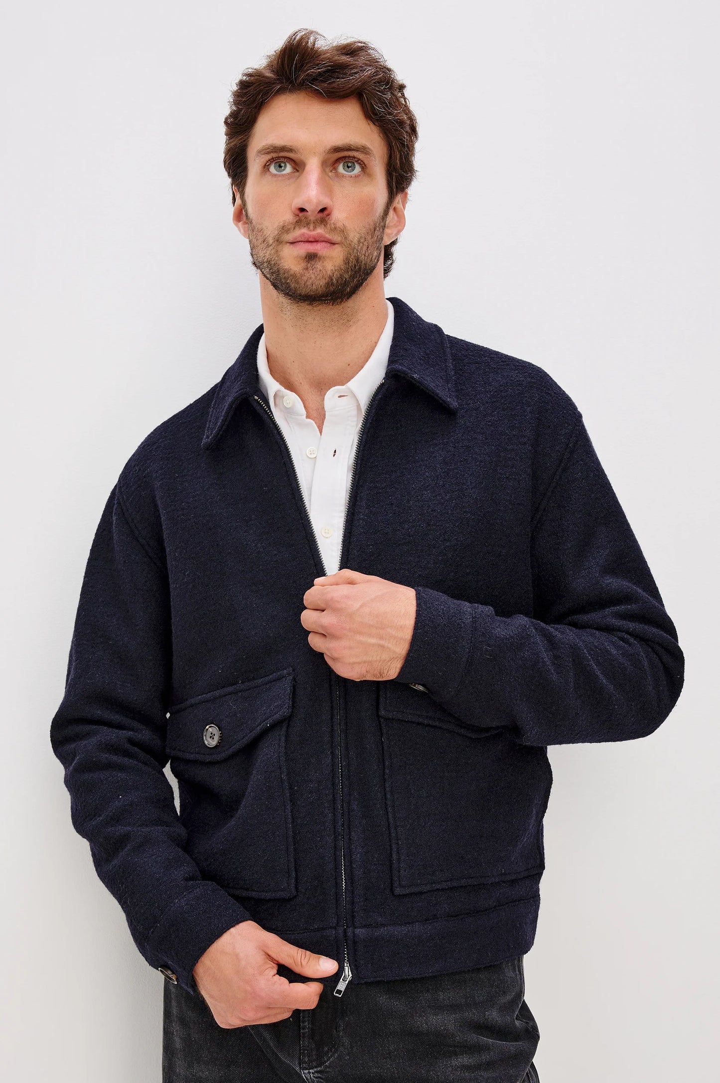 Tillman Jacket in Navy Boucle