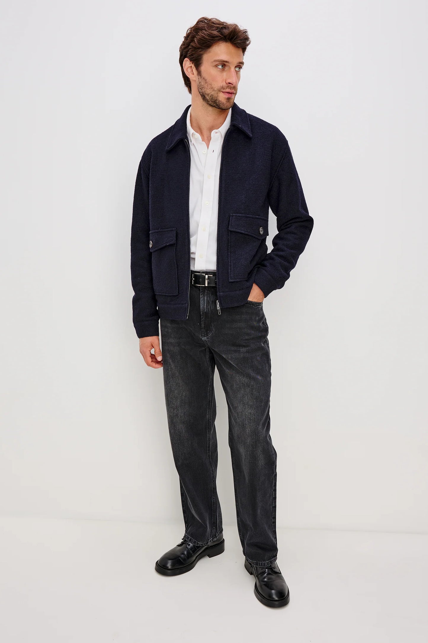 Tillman Jacket in Navy Boucle